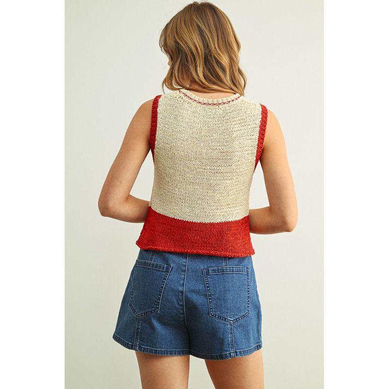 Colorblock Sleeveless Sweater