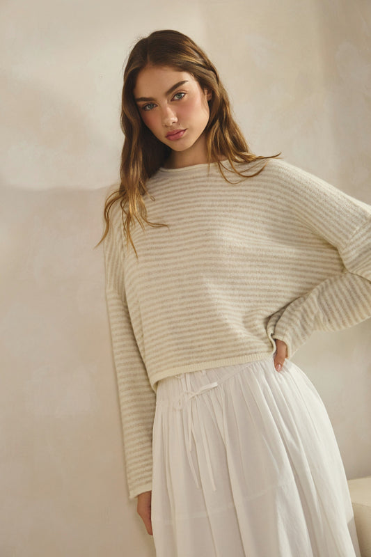 Babe Stripe Roll Neck Sweater