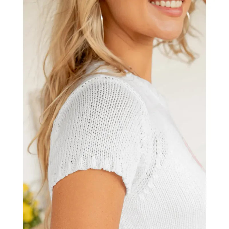 Heart Short Sleeve Sweater