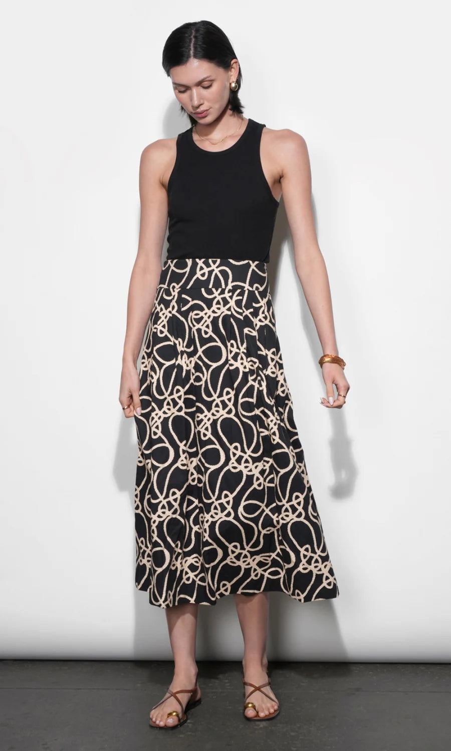 Sailor Pleat Midi Skirt