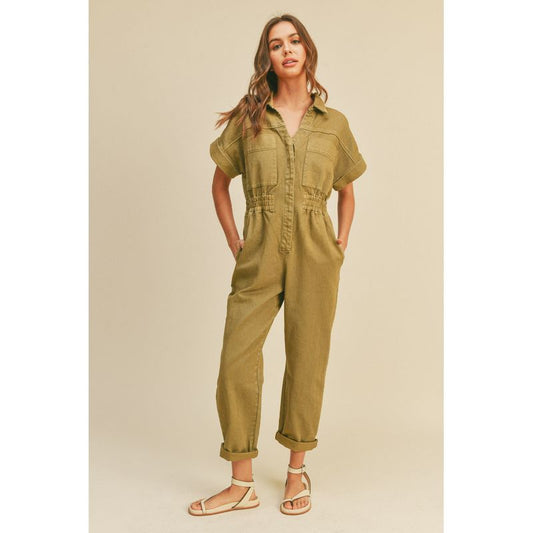 Short Sleeve Cotton Jumpsuit