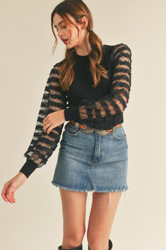 Contrast Sleeve Top