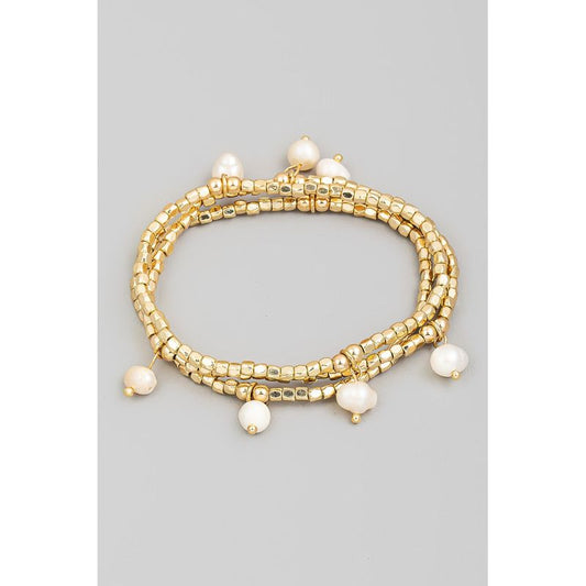 Pearl Bead Bracelet Set