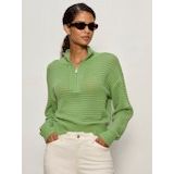 Open Knit Zip Sweater