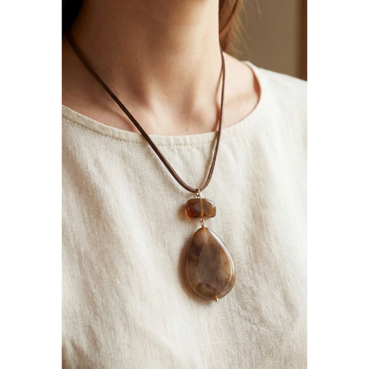 MARBLE RESIN TEARDROP CORD N