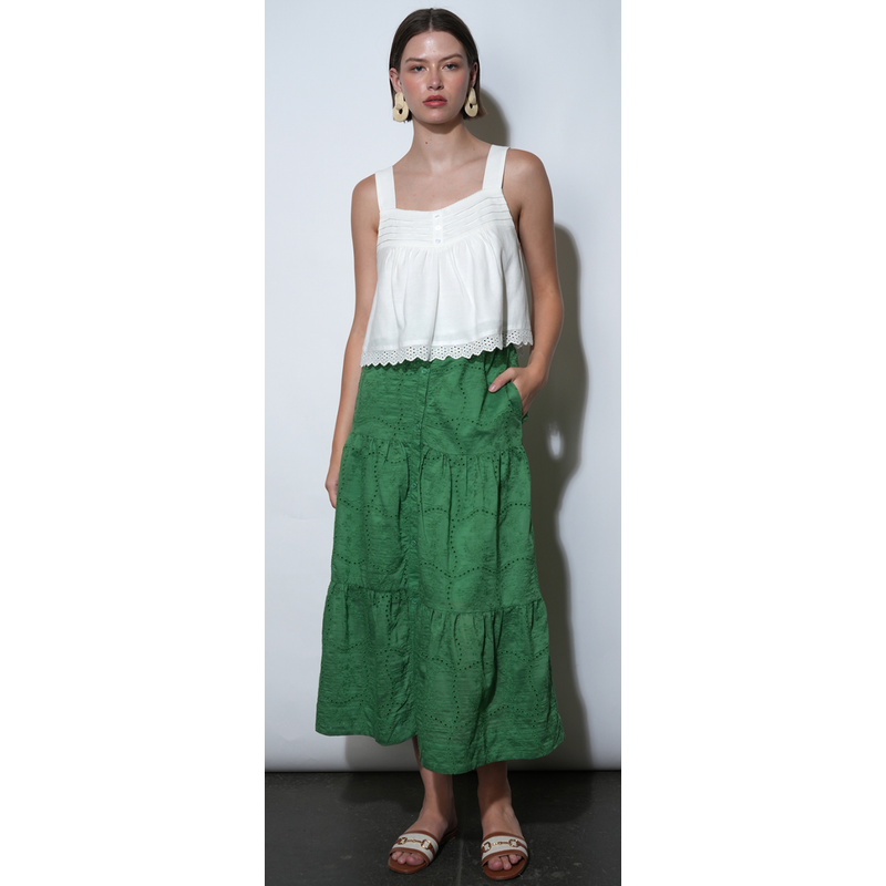 ULYSSA EMBROIDERED MIDI SKIRT