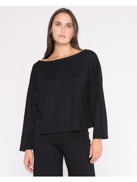 Sweater Knit boat Neck Top