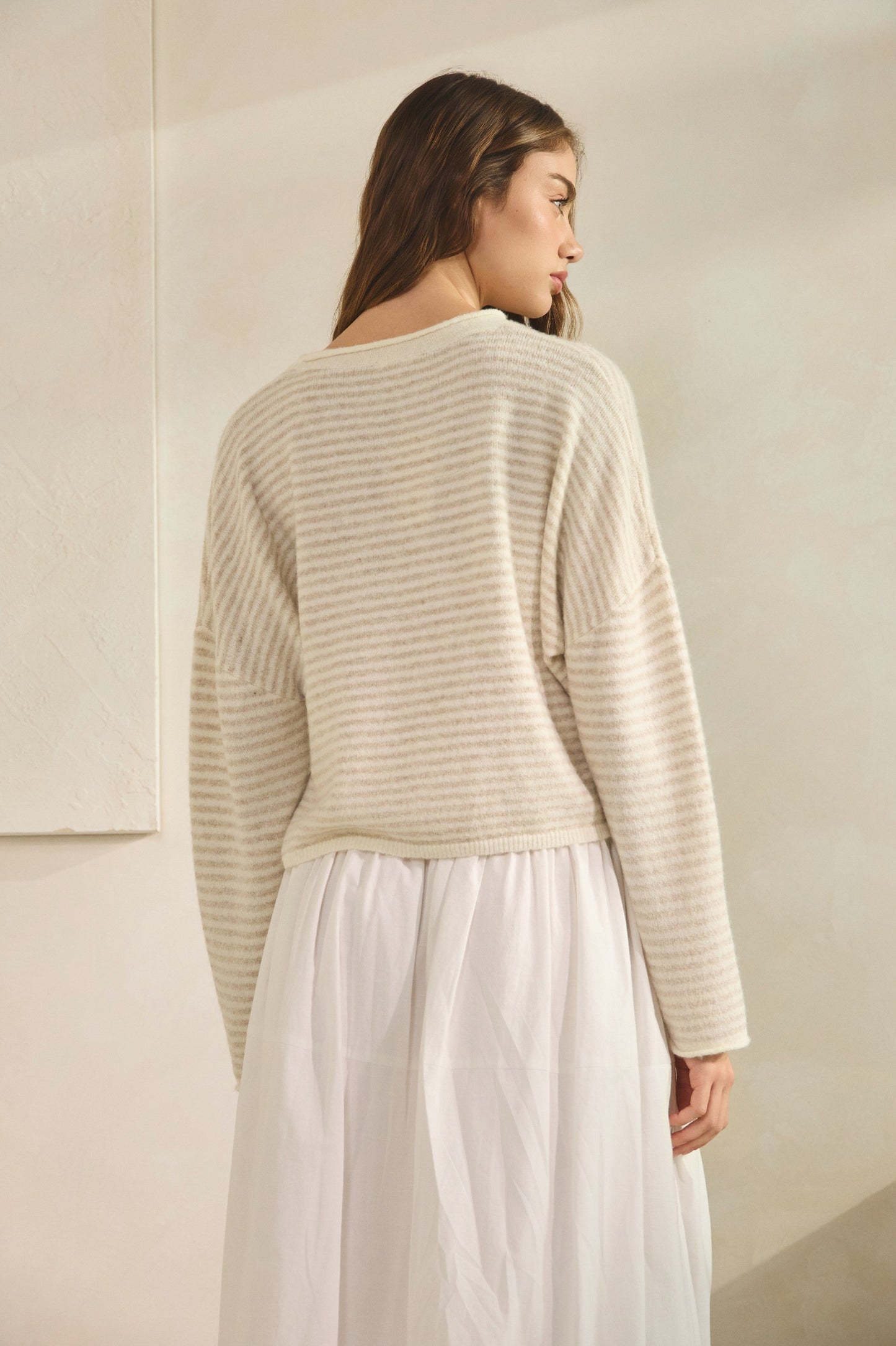 Babe Stripe Roll Neck Sweater