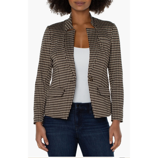 Houndstooth One Button Blazer