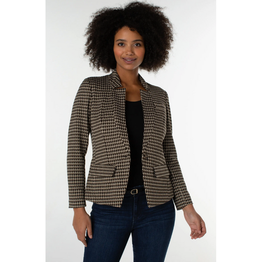 Houndstooth One Button Blazer
