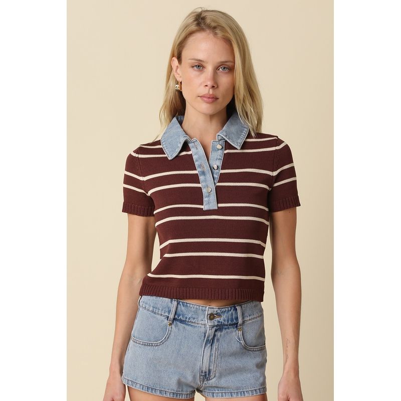 Contrast Collar Top