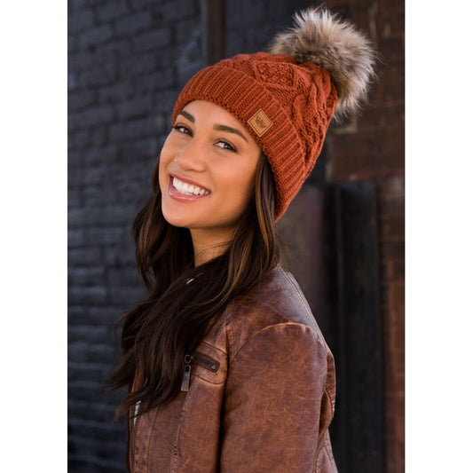 Rust Cable Pom Hat