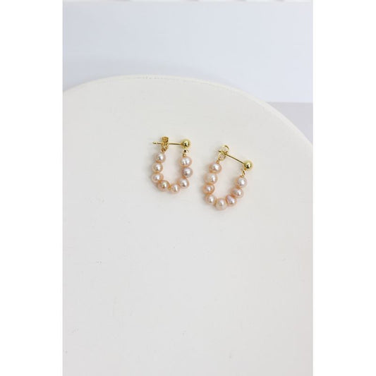 Pink Pearl Hoop Earrings