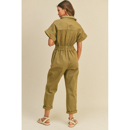 Short Sleeve Cotton Jumpsuit