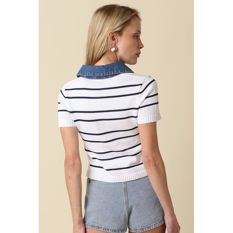 Contrast Collar Top