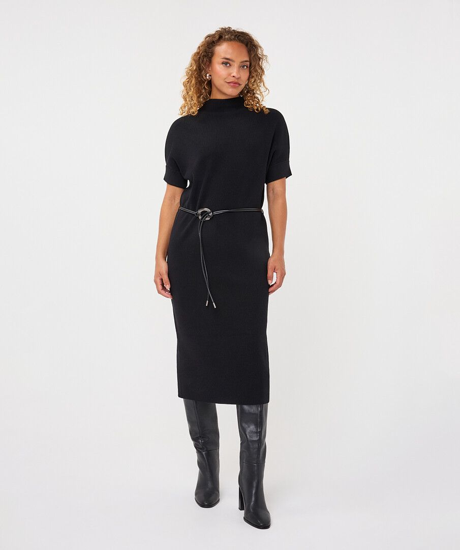 Long Knit Belted Midi Dress