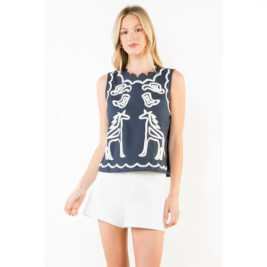 Crop Embroidered Top