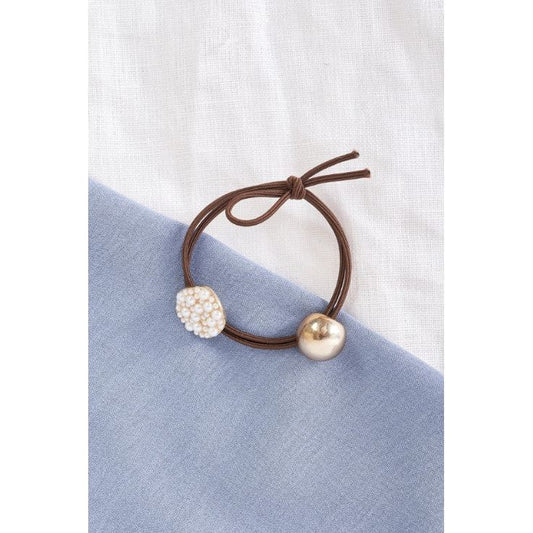Gold Bauble & Pearl Detail Hair Tie