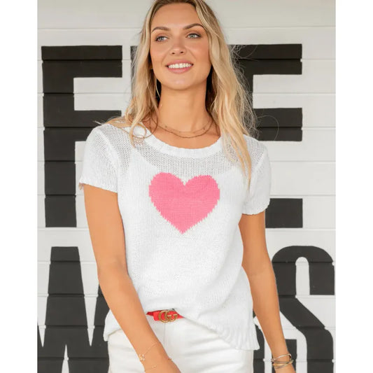 Heart Short Sleeve Sweater