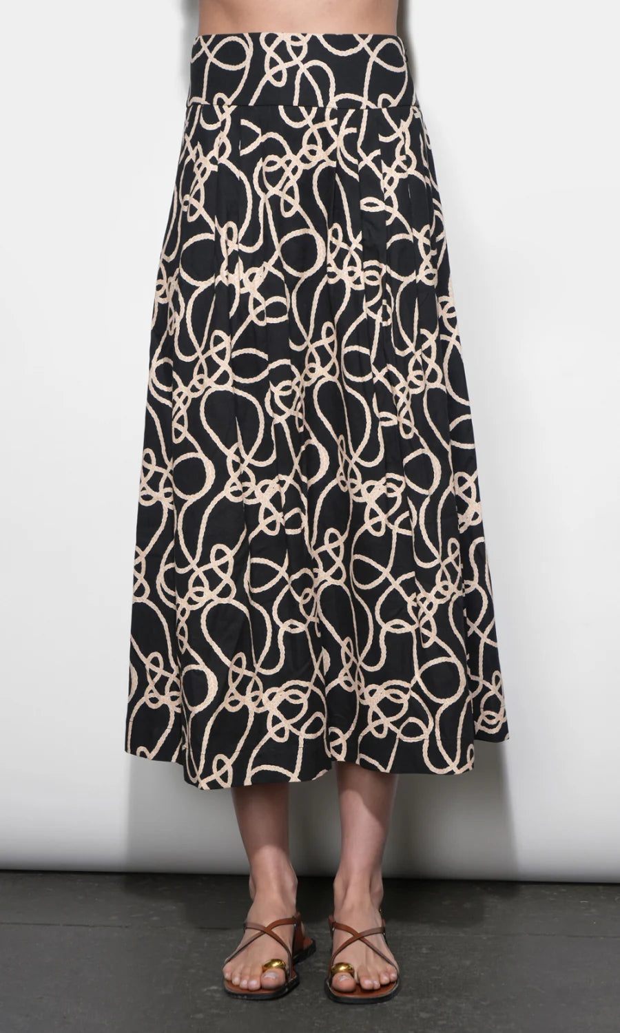 Sailor Pleat Midi Skirt