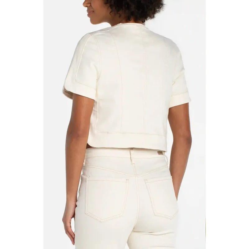 Collarless Short Sleeve Jacket