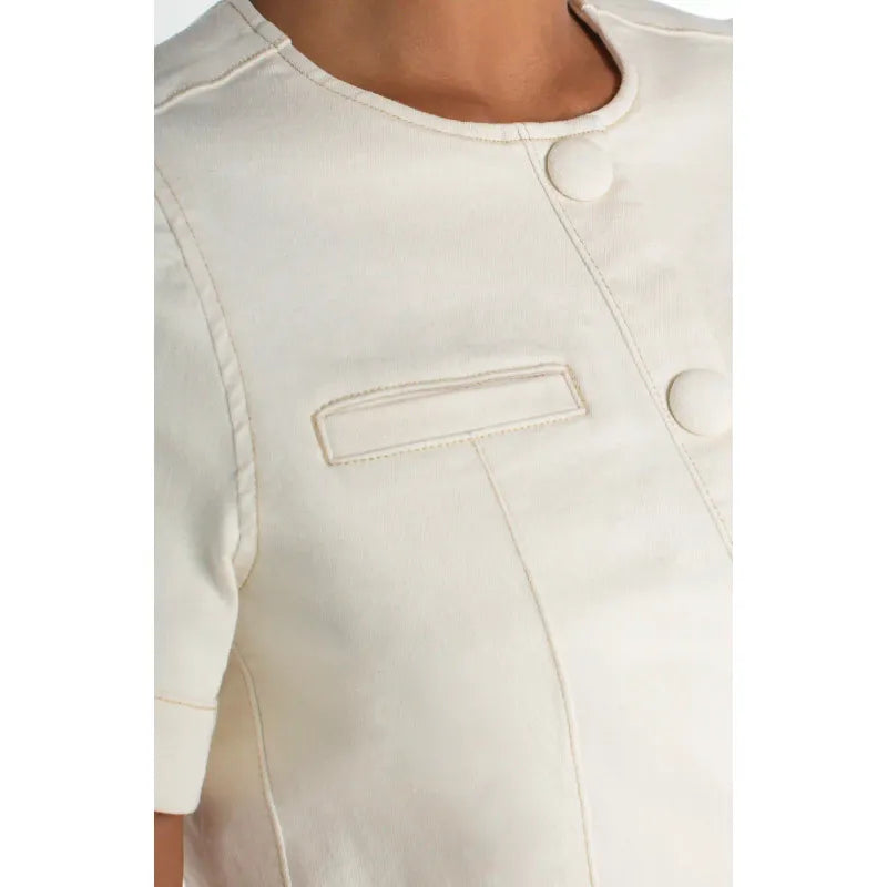 Collarless Short Sleeve Jacket