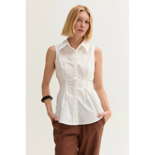 Jay Pleated Sleeveless Top
