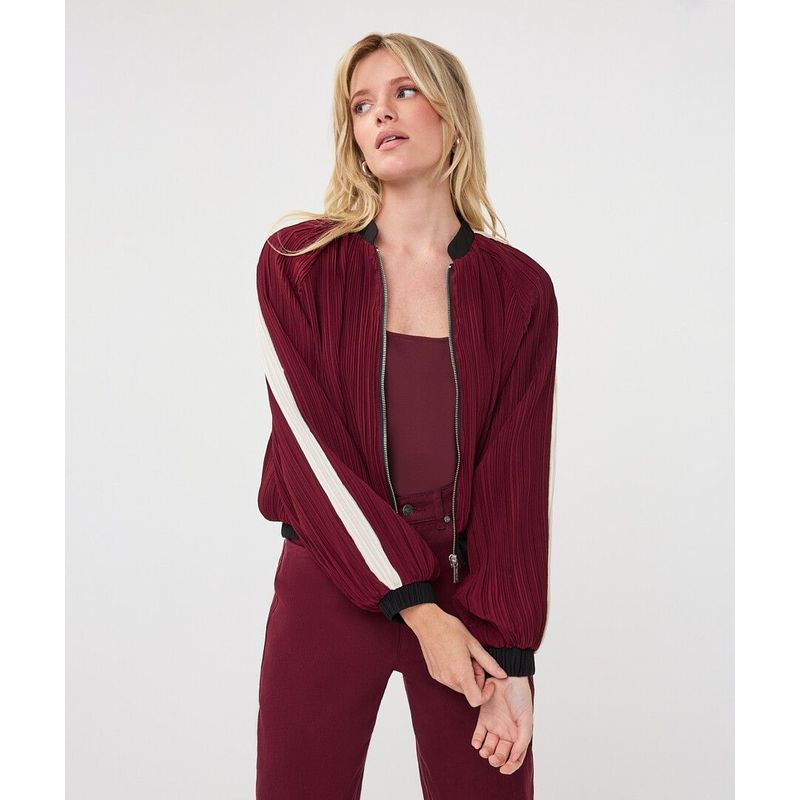 Plisse Bomber Jacket