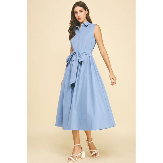 Collared Button Down Midi Dress