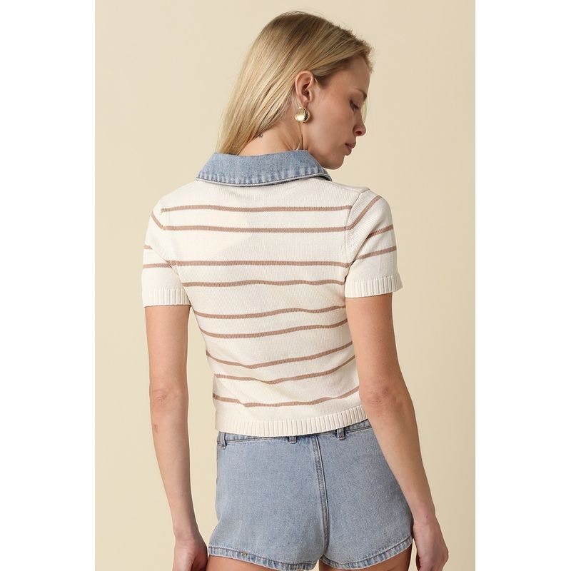 Contrast Collar Top