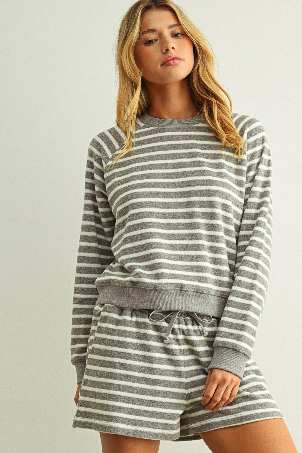 STRIPED TERRY SWEATSHIRT