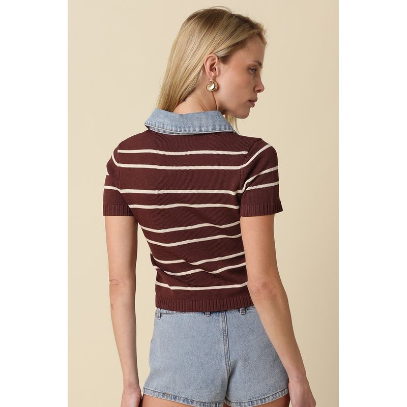Contrast Collar Top