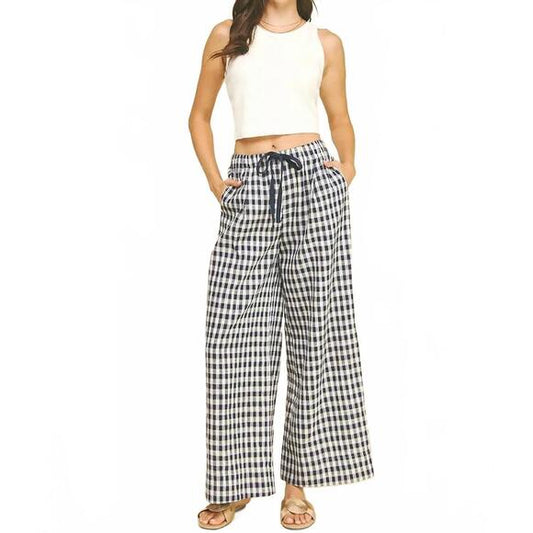 Gingham Drawstring Pants