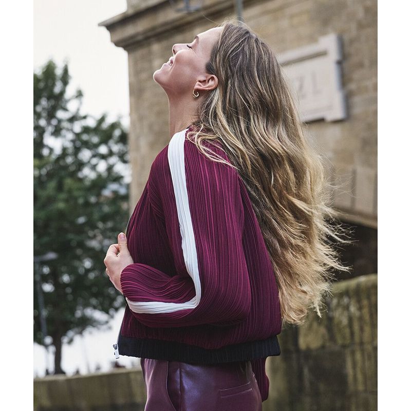 Plisse Bomber Jacket