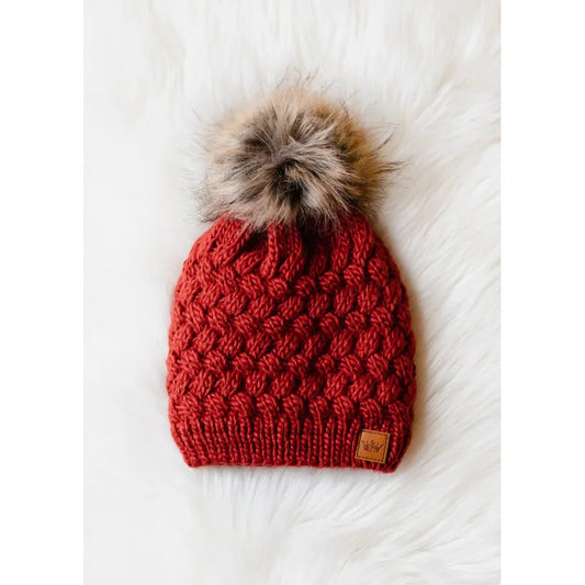 Rust Cable Pom Hat