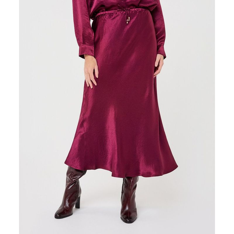 Drawstring Satin Skirt