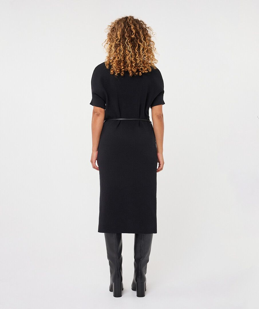 Long Knit Belted Midi Dress