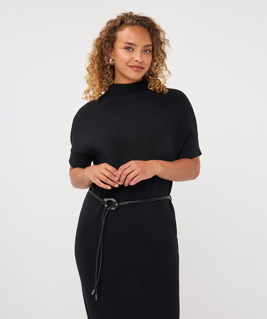 Long Knit Belted Midi Dress