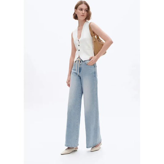 High Rise Drawstring Baggy Denim