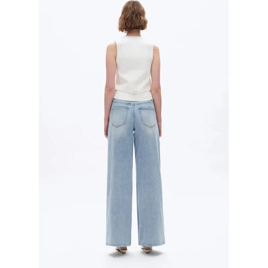 High Rise Drawstring Baggy Denim
