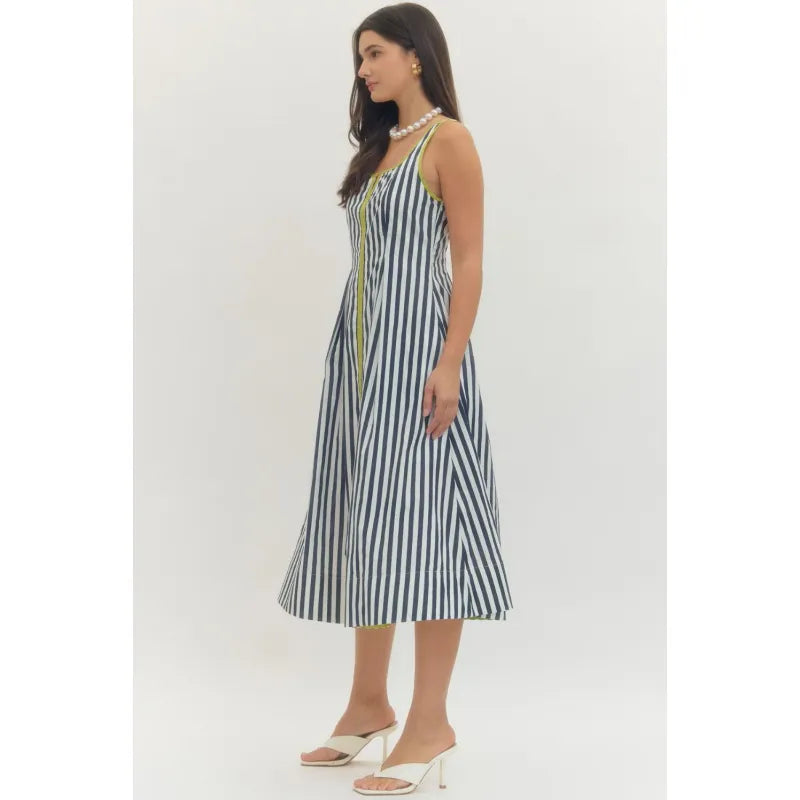 Striped Sleeveless Midi Dress