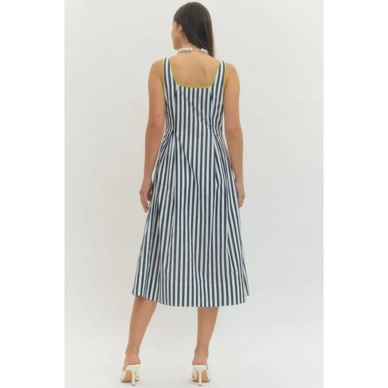 Striped Sleeveless Midi Dress