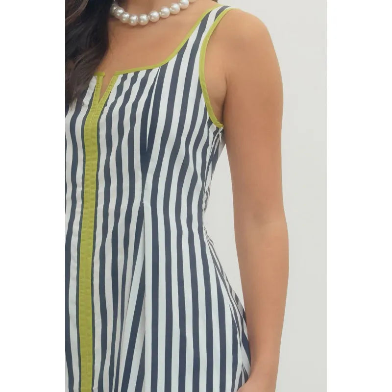 Striped Sleeveless Midi Dress