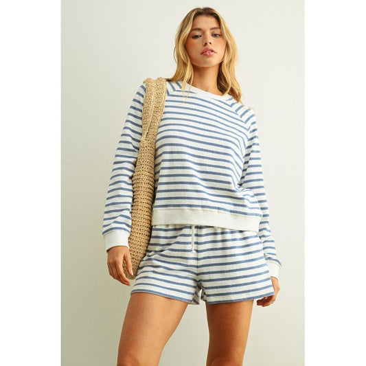 STRIPED TERRY SWEATSHIRT