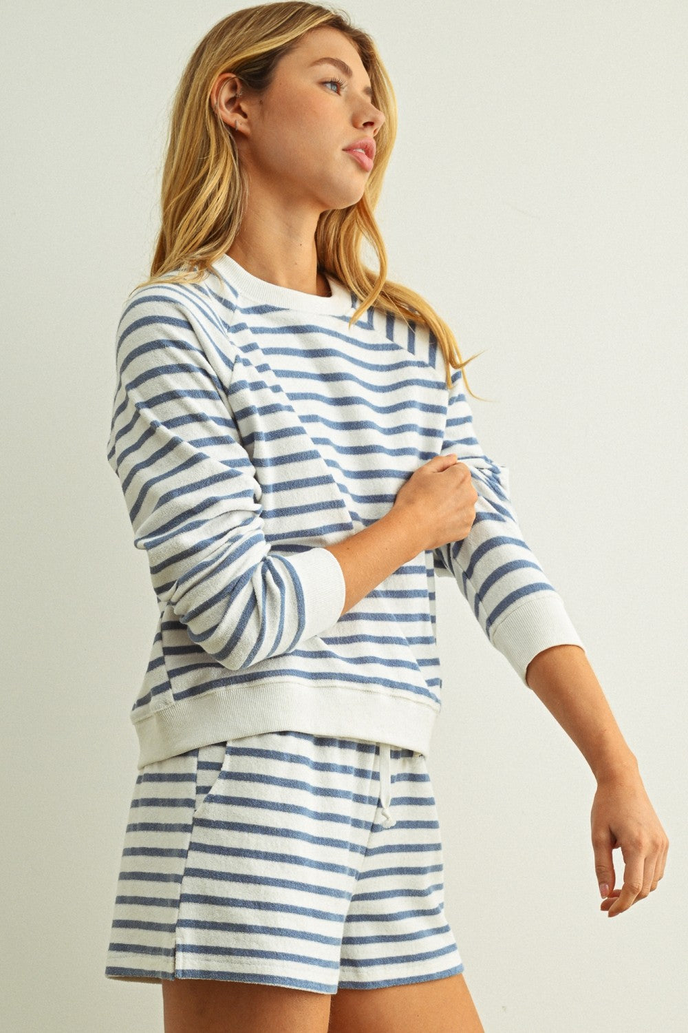 STRIPED TERRY SWEATSHIRT