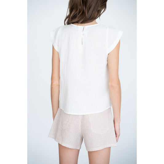 Cap Sleeve Linen Top